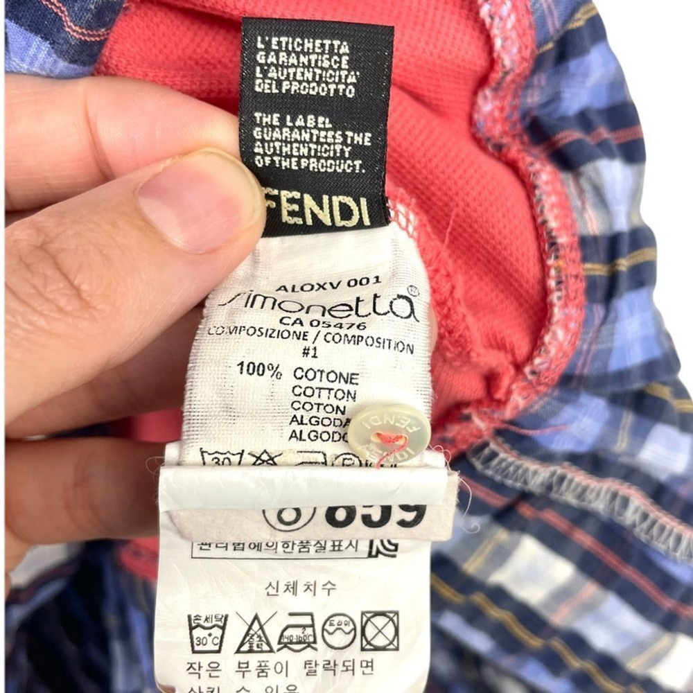 FENDI Pink And Blue Check FF Polo Dress Size 10 - Picture 10 of 10